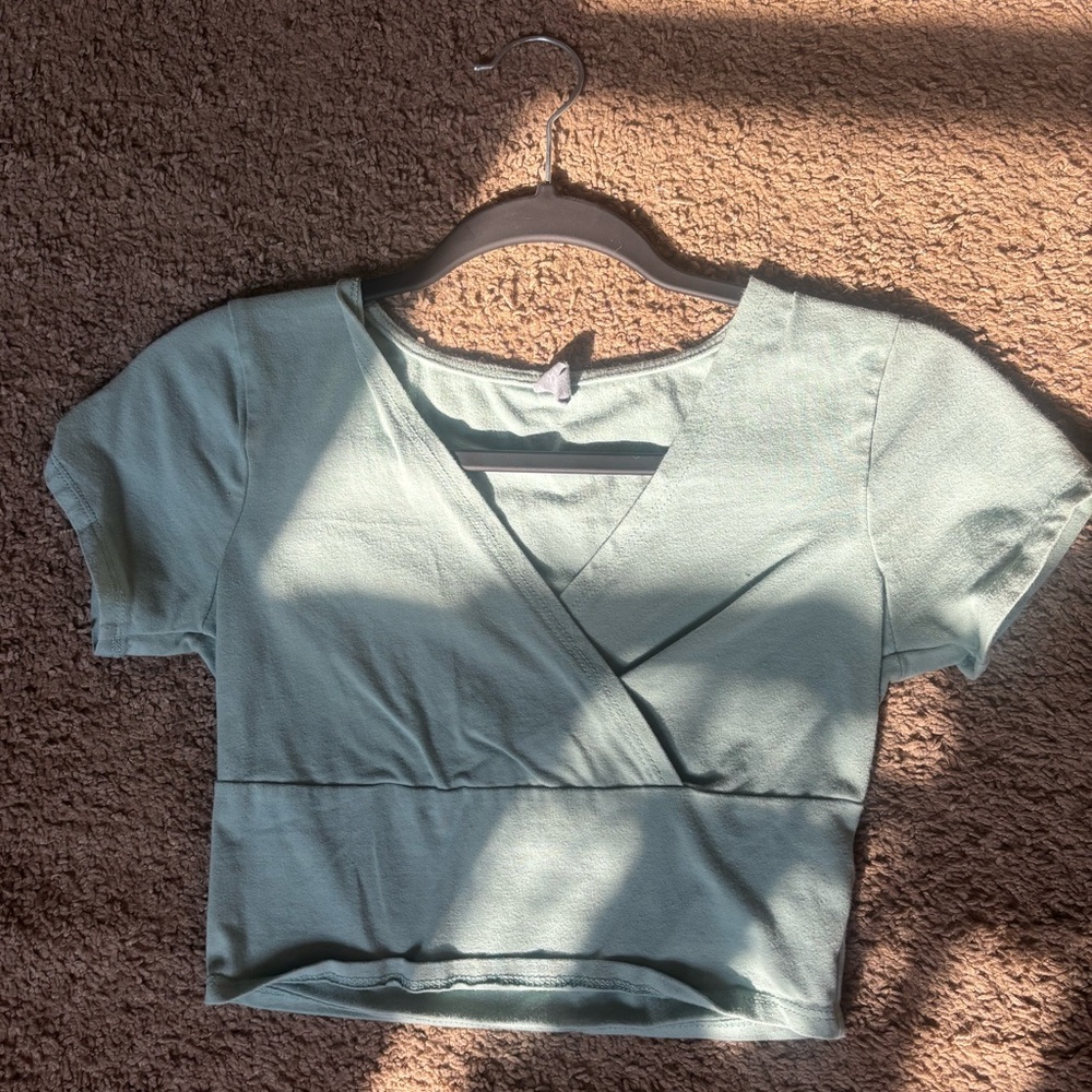Women's Sage Green Wrap Crop Top